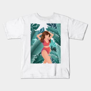 Plant Lady Summer, Beach and Palm Leaves 2 Kids T-Shirt